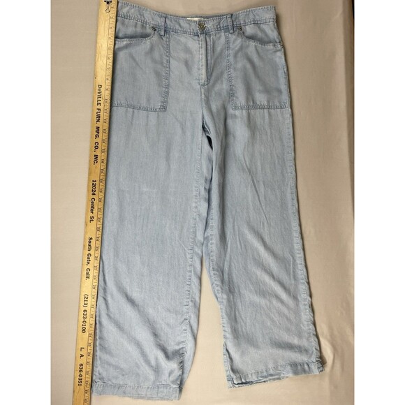 MICHAEL Michael Kors Wide-Leg Chambray Pants Women's M Cadet Wash Denim Pastel - Picture 12 of 16